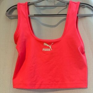 Puma Pink Sports Bra with Wide Straps and Scoop Neckline